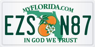 FL license plate EZSN87