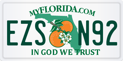 FL license plate EZSN92