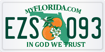 FL license plate EZSO93