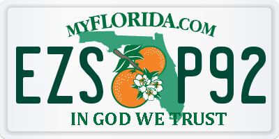 FL license plate EZSP92