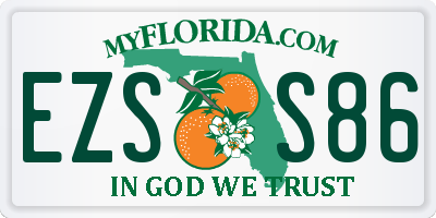 FL license plate EZSS86