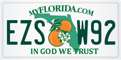 FL license plate EZSW92