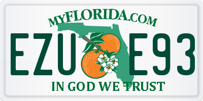 FL license plate EZUE93