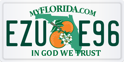 FL license plate EZUE96