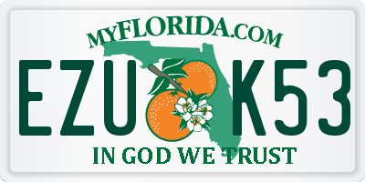 FL license plate EZUK53