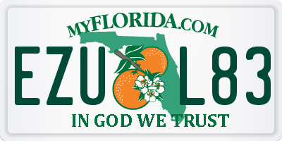 FL license plate EZUL83