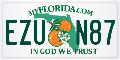 FL license plate EZUN87