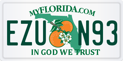 FL license plate EZUN93