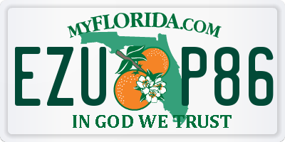 FL license plate EZUP86