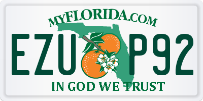 FL license plate EZUP92