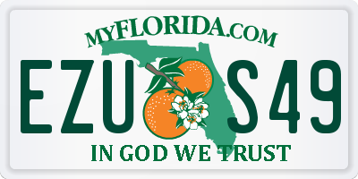 FL license plate EZUS49