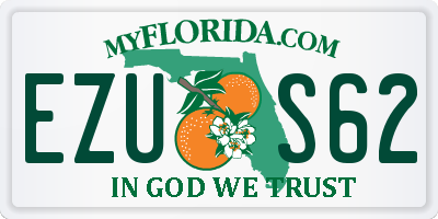 FL license plate EZUS62