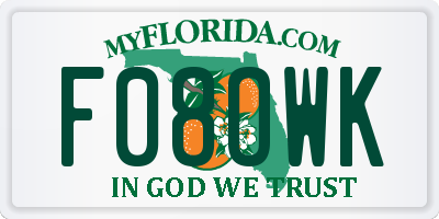 FL license plate F08OWK
