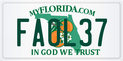 FL license plate FA0L37