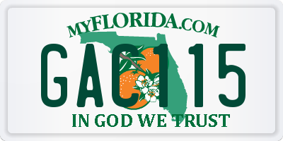 FL license plate GAC115