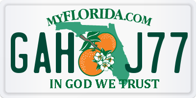 FL license plate GAHJ77