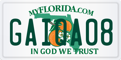 FL license plate GAIQA08