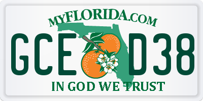 FL license plate GCED38