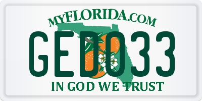 FL license plate GED033