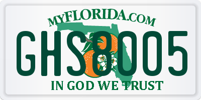 FL license plate GHS8005