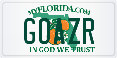 FL license plate GOAZR