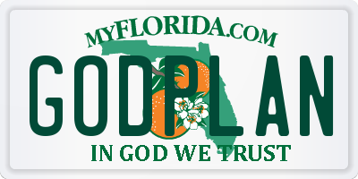 FL license plate GODPLAN