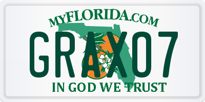 FL license plate GRAXO7