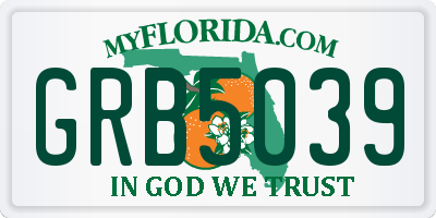 FL license plate GRB5039