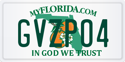 FL license plate GVZPO4