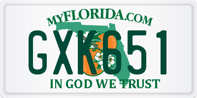 FL license plate GXK651