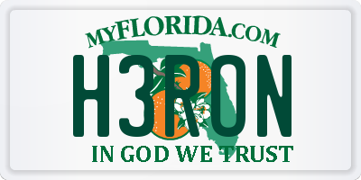 FL license plate H3RON