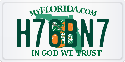 FL license plate H76BN7