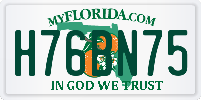 FL license plate H76BN75