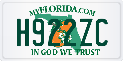 FL license plate H922ZC