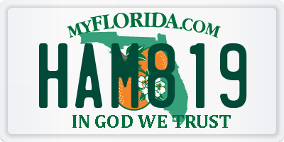 FL license plate HAM819