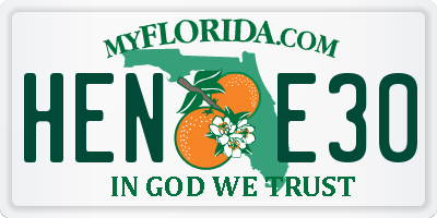 FL license plate HENE30