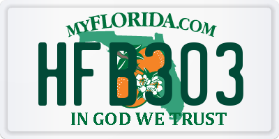 FL license plate HFB303