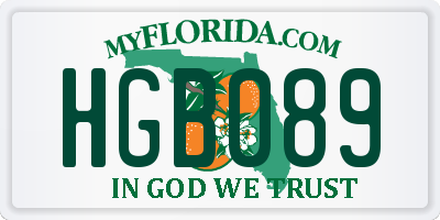 FL license plate HGB089