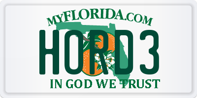 FL license plate HORD3