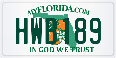 FL license plate HWB189