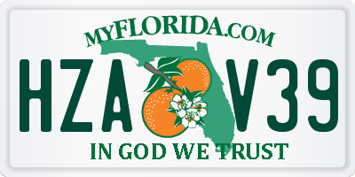 FL license plate HZAV39