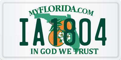 FL license plate IA1804