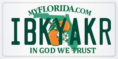FL license plate IBKYAKR