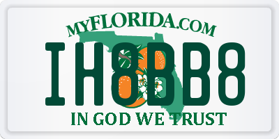 FL license plate IH8BB8