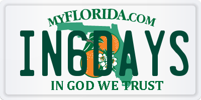 FL license plate IN6DAYS