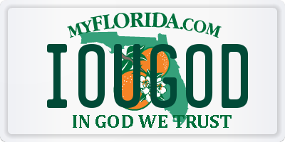 FL license plate IOUGOD