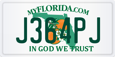 FL license plate J364PJ