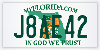 FL license plate J8AE42