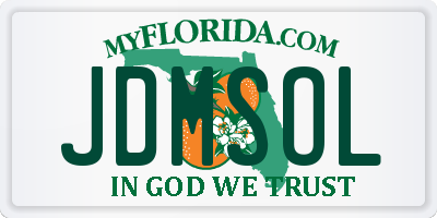 FL license plate JDMSOL