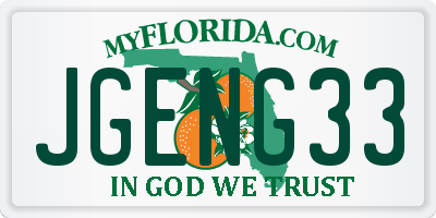 FL license plate JGENG33